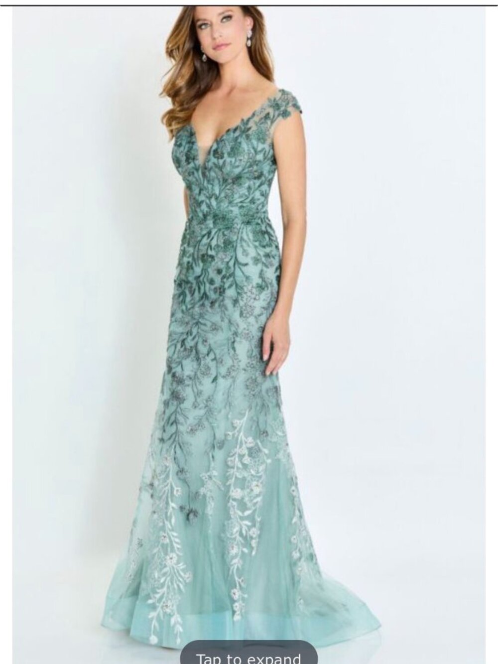 Montage by Mon Cheri M522 Cap Sleeve Floral Embroidery Dress Size 12
